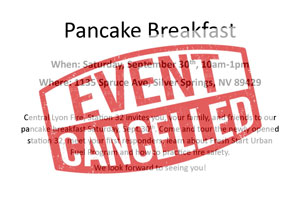 Pancake Breakfast Cancelled